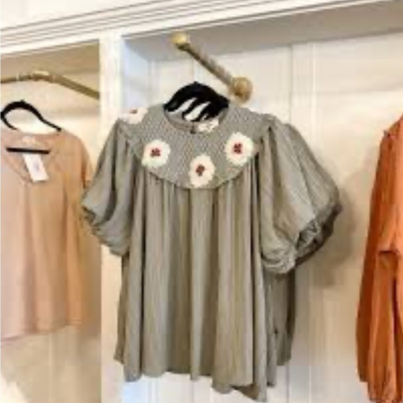 🤎Embroidery Peasant Style Puff Sleeve Blouse ENTRO Brand NWT Size S - Picture 13 of 13